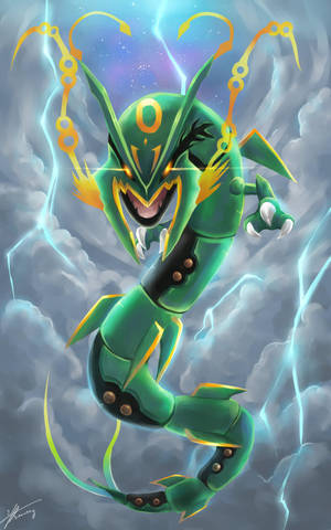 Stralende Oë van Rayquaza Agtergrond — Redmi Pad Muurpapier