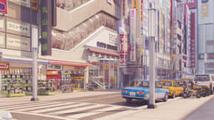 Anime City prente — Neon stad Muurpapier