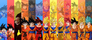 Goku-behangpapier van alle Son Goku-stadiums insluitend Oozaru