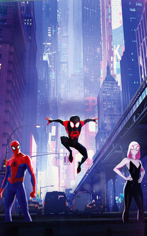 Spider Man trio Spider-Verse mobiele agtergrond — Lenovo Legion Y700 (Gen 4) Muurpapier