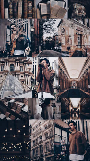 Harry Styles Collage — Donker akademie-estetiek Muurpapier