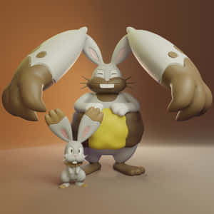 Diggersby en Bunnelby Figurines — Pokémon Muurpapier