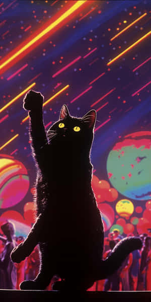 Disco Nag Koors Kat — Dansende kat Muurpapier