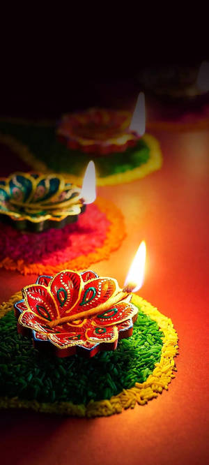 Diwali-olielampies agtergrond — iPhone 16 Plus Muurpapier