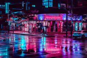 Neon City agtergrond — Neon stad Muurpapier