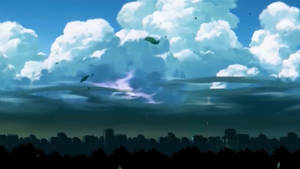 Donker Wolke Anime Landskap agtergrond — Anime landskap Muurpapier