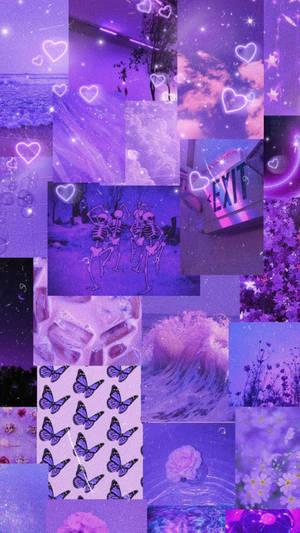 Donkerpers Estetiese Glitter — Neon pers estetika Muurpapier