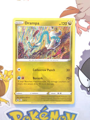 Drampa-kaart teen Pokémon-agtergrond — Pokemon Foon Muurpapier