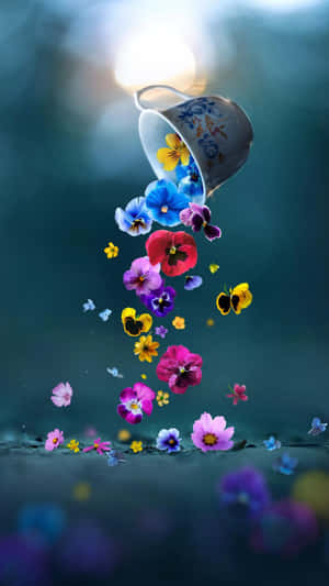 Dromerige Blomme Foonagtergrond — Blomfoon Muurpapier