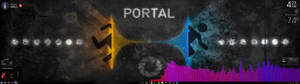 'n Dubbele man wat deur portaal hardloop muurpapier. — 5120x1440 Muurpapier