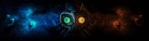 Dubbelskerm skedelkind majora se masker agtergrond. — 3840x1080 Muurpapier