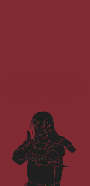Silhoeët Van Hashirama Foon — Rooi estetiese GIF Muurpapier