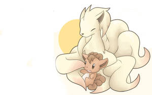 Eenvoudige tekening van Ninetales en Vulpix — Pokemon Foon Muurpapier