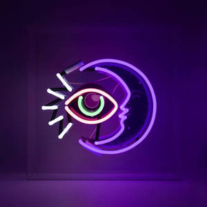Enkele Oog Neon Maan agtergrond — Neon maan Muurpapier
