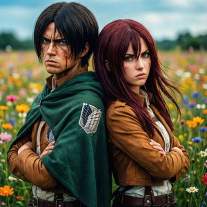 Dinamiese muurpapier van Eren en Historia van Attack on Titan — Anime paartjie GIF Muurpapier