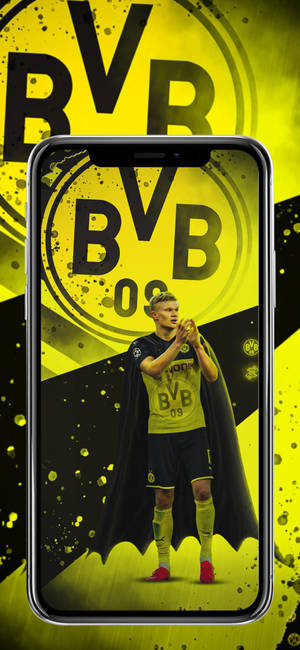 Erling Haaland mobiele kuns-agtergrond — iPhone 16 Pro Max Muurpapier