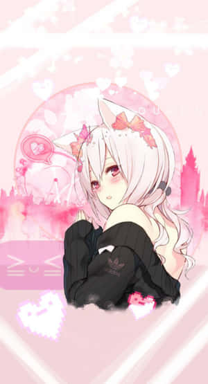 Pienk Anime Estetika prente — Estetiese pienk Muurpapier