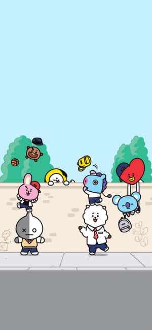 BT21 prente — Realme Note Muurpapier