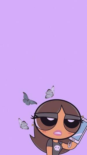 Estetiese Spotprent Mooi Powerpuff-meisies — Snoesige anime meisie Muurpapier