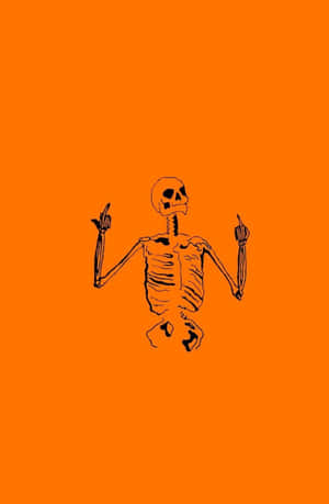 Estetiese Oulike Halloween Geraamte Oranje Kuns — Oulike Halloween Muurpapier