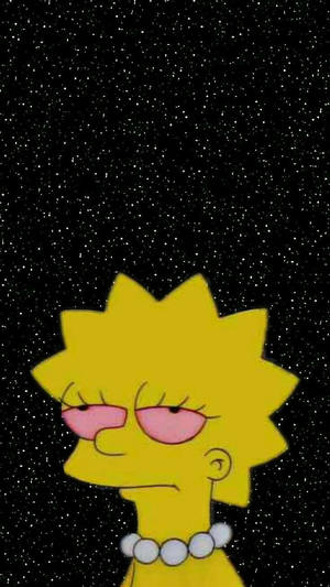 Estetiese Spotprent Moeg Lisa Simpson Met Rooi Oë — Estetiese tekenprent Muurpapier