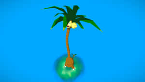 Exeggutor op Blou Agtergrond — Anime lessenaar Muurpapier