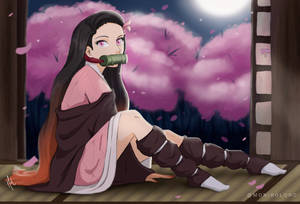 Fan Kuns Illustrasie van Demon Slayer Nezuko — Demon Slayer Nezuko Muurpapier