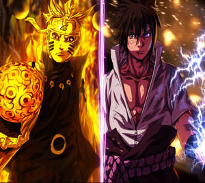 Fantastiese Naruto en Sasuke Rasengan — Naruto baryon-modus Muurpapier