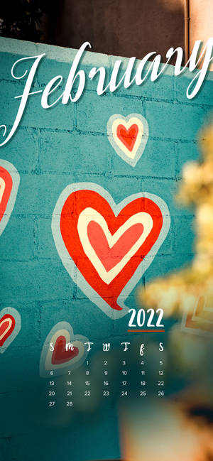 Februarie 2022 Kalender Kuns-agtergrond — iPhone 16 Pro Max Muurpapier