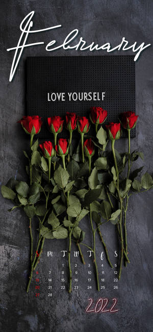Februarie 2022 Rose Kalender-agtergrond — iPhone Air Muurpapier