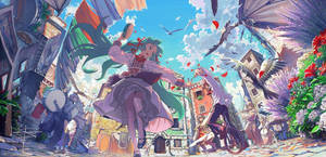 Feestelike Anime Dans agtergrond — Anime dans Muurpapier