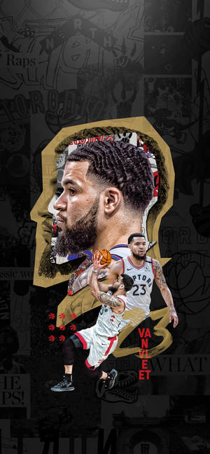 Fred Vanvleet swart plakkaat agtergrond — iPhone 13 Pro Muurpapier