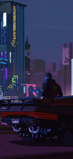Cyberpunk-agtergrond — Moto E15 Muurpapier
