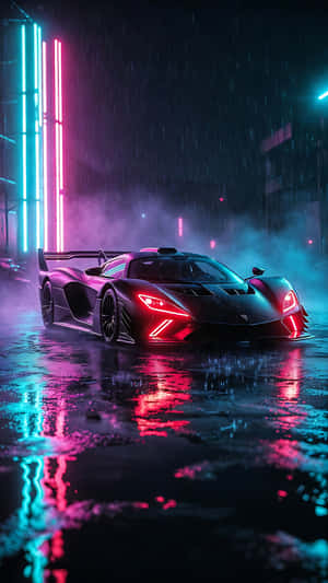 hipermotor, supermotor, deure, rook, pers, siaan, neon, ligte, lug, storm, wolke, futuristies, konsep, luuks, eksklusief, ontwerp, motor, tegnologie, weerkaatsing, nat
