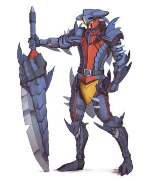 Garchomp Manlike Wapenrusting agtergrond — Galaxy Z Vou 6 Muurpapier