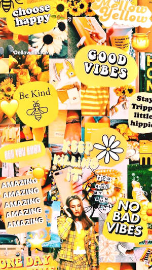 Geel collage Tumblr estetika muurpapier