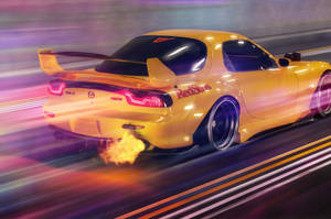 Geel JDM-motors wat spoed maak — Jdm Cars Muurpapier