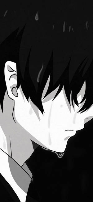 Swart en Wit Anime-seun — Galaxy A07 Muurpapier