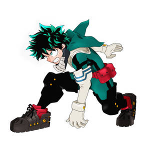 Geknielde Izuku Midoriya 4K — 4K Muurpapier
