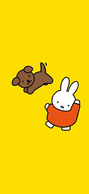 Gelukkige Miffy en Snuffy muurpapier — iPhone 13 Pro Muurpapier