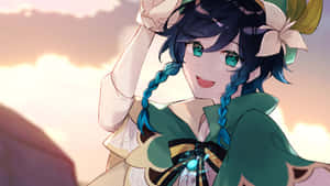 Gelukkige Venti PFP — Genshin impact GIF Muurpapier