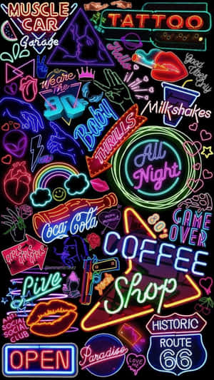 Neon Estetiese agtergrond — Neon estetika Muurpapier