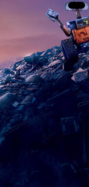 Geanimeerde Galaxy S10 Plus Wall-E by stortingsterrein-agtergrond — iPhone 14 Muurpapier