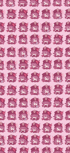 Genshin Impact Hu Tao pienk patroon-agtergrond — iPhone 12 mini Muurpapier