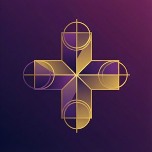Moderne abstrakte geometriese kruis met pers en goud gradiënt. — Pixel Watch 3 Muurpapier