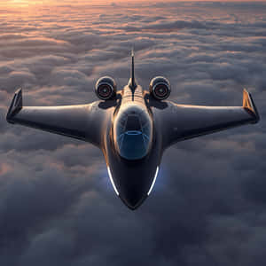 futuristies,vliegtuig,straalvliegtuig,straler,vliegtuig,lugvaart,wolke,hemel,vlug,tegnologie,sonsondergang,wolkelandskap,modern,vervoer,innovasie,toekoms,business jet,reis,luxe,hoë tegnologie