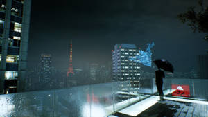 Ghostwire Tokyo Balkonloper-agtergrond — Ghostwire Tokyo Muurpapier