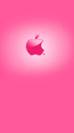 Glansende Pienk Apple-logo HD iPhone-agtergrond — iPhone pienk esteties Muurpapier