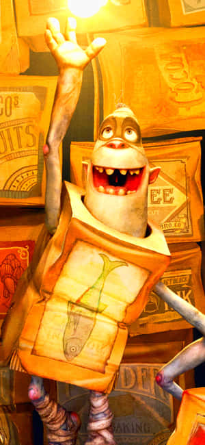 Glimlaggende Vis uit The Boxtrolls — iPhone 15 Pro Muurpapier