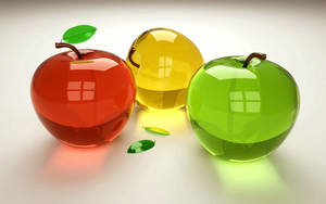 3D Glas Deursigtige Appels muurpapier.